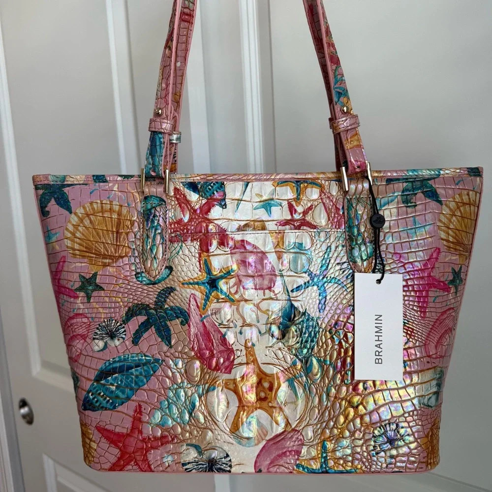 Brahmin Medium Asher Tote Starlight Ombre Seashell Melbourne Leather - Picture 7 of 8